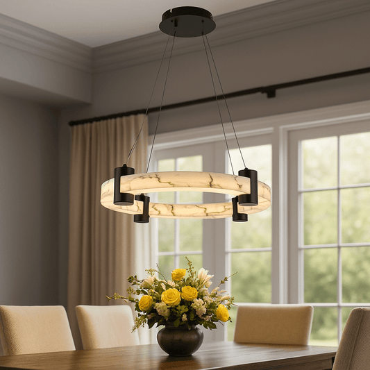 Lights  -  Moonbeam LED Pendant Black Metal & Marbleized Resin  -  60484859