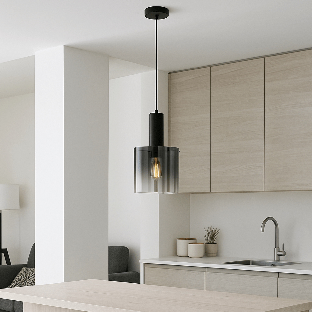 Lights  -  Sweden Pendant Light - Matt Black & Smoked Ombre  -  60484861