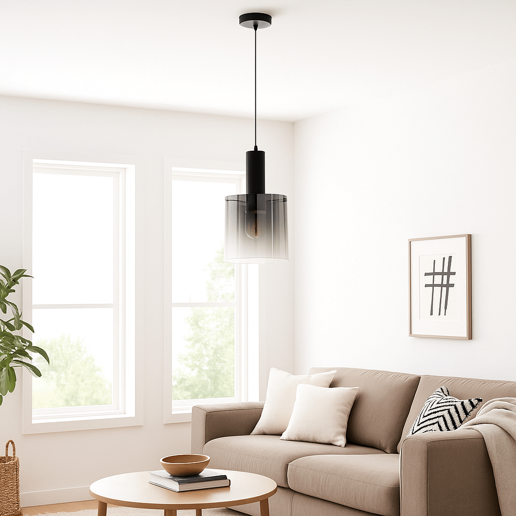 Lights  -  Sweden Pendant Light - Matt Black & Smoked Ombre  -  60484861