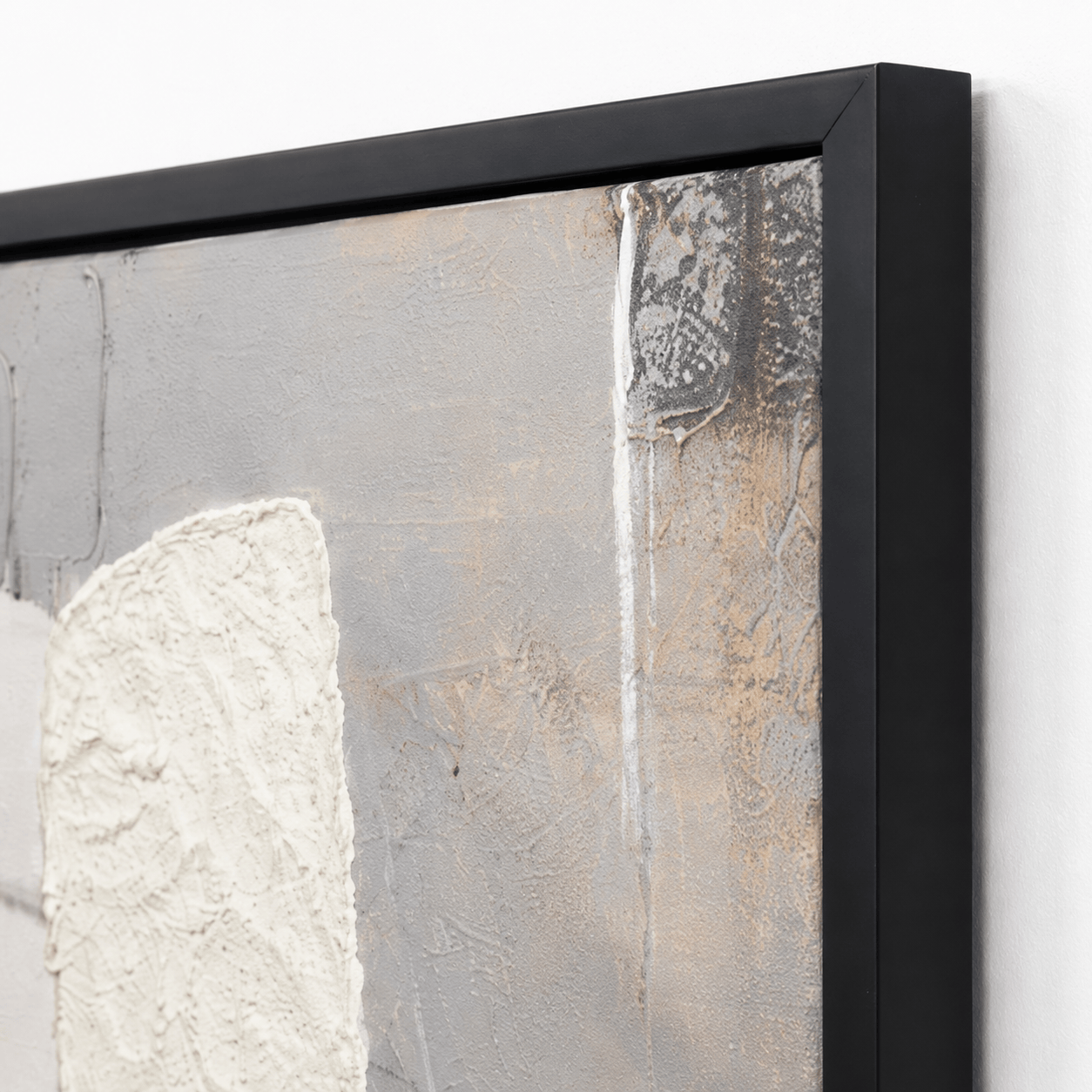 Pictures  -  Textured Abstract Painting on Canvas with Black Frame - 100 x 100cm  -  60484940