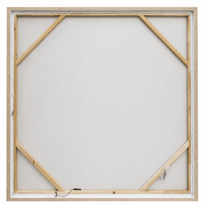 Pictures  -  Gold Painting on Canvas with Light Wood Frame - 100 x 100cm  -  60484941