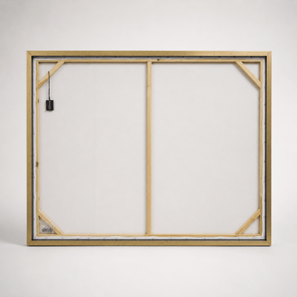 Pictures  -  Gold & Grey Abstract Painting on Canvas with Champagne Gold Frame - 90 x 120cm (20028)  -  60484942