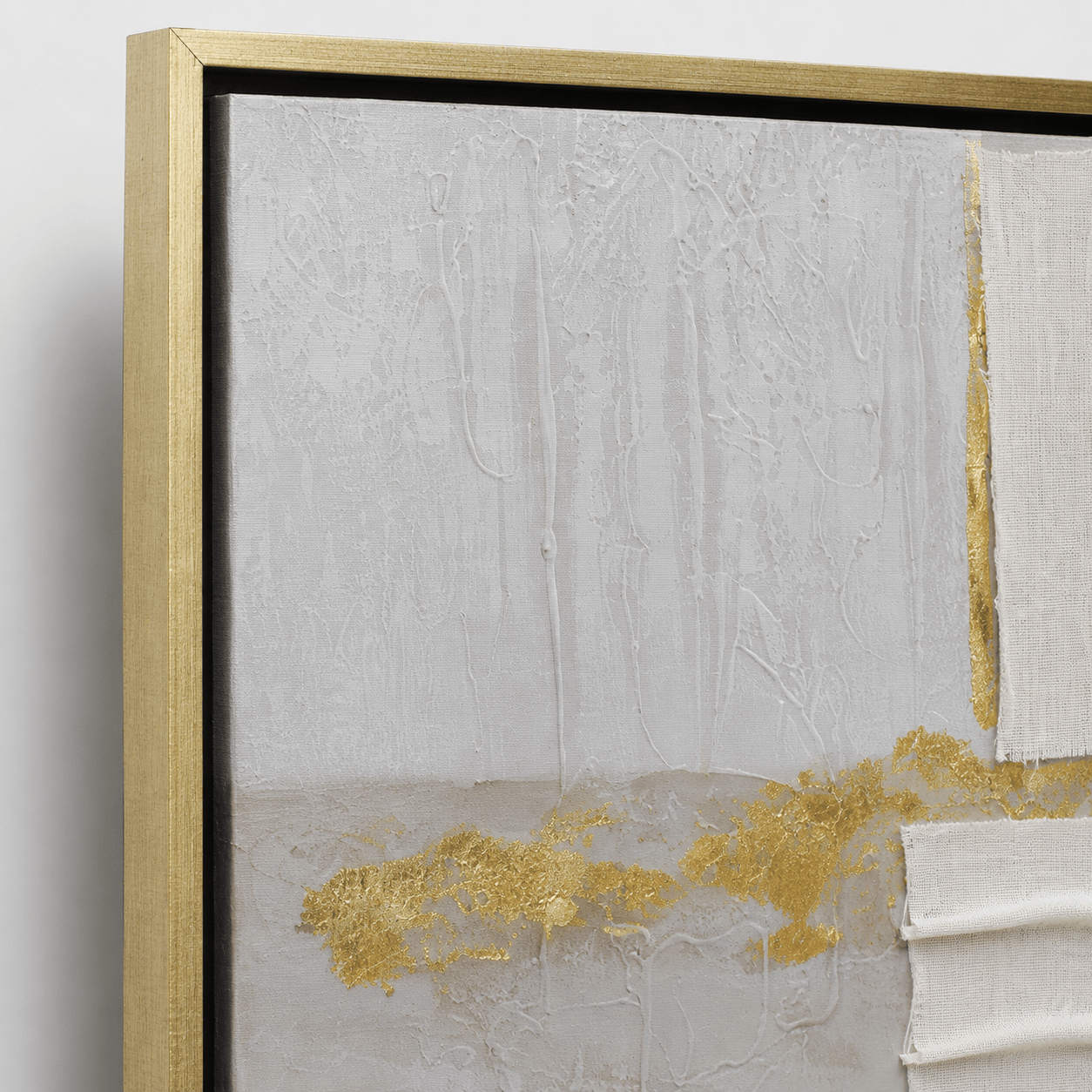 Pictures  -  Gold & Grey Abstract Painting on Canvas with Champagne Gold Frame - 90 x 120cm (20028)  -  60484942