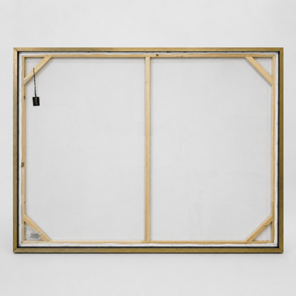 Pictures  -  Gold & Grey Abstract Painting on Canvas with Champagne Gold Frame - 90 x 120cm (20029)  -  60484943
