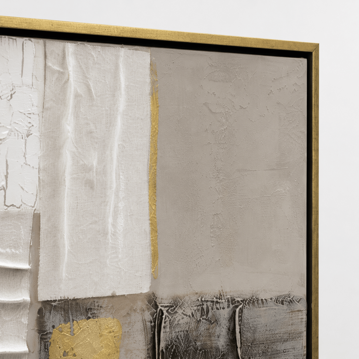 Pictures  -  Gold & Grey Abstract Painting on Canvas with Champagne Gold Frame - 90 x 120cm (20029)  -  60484943