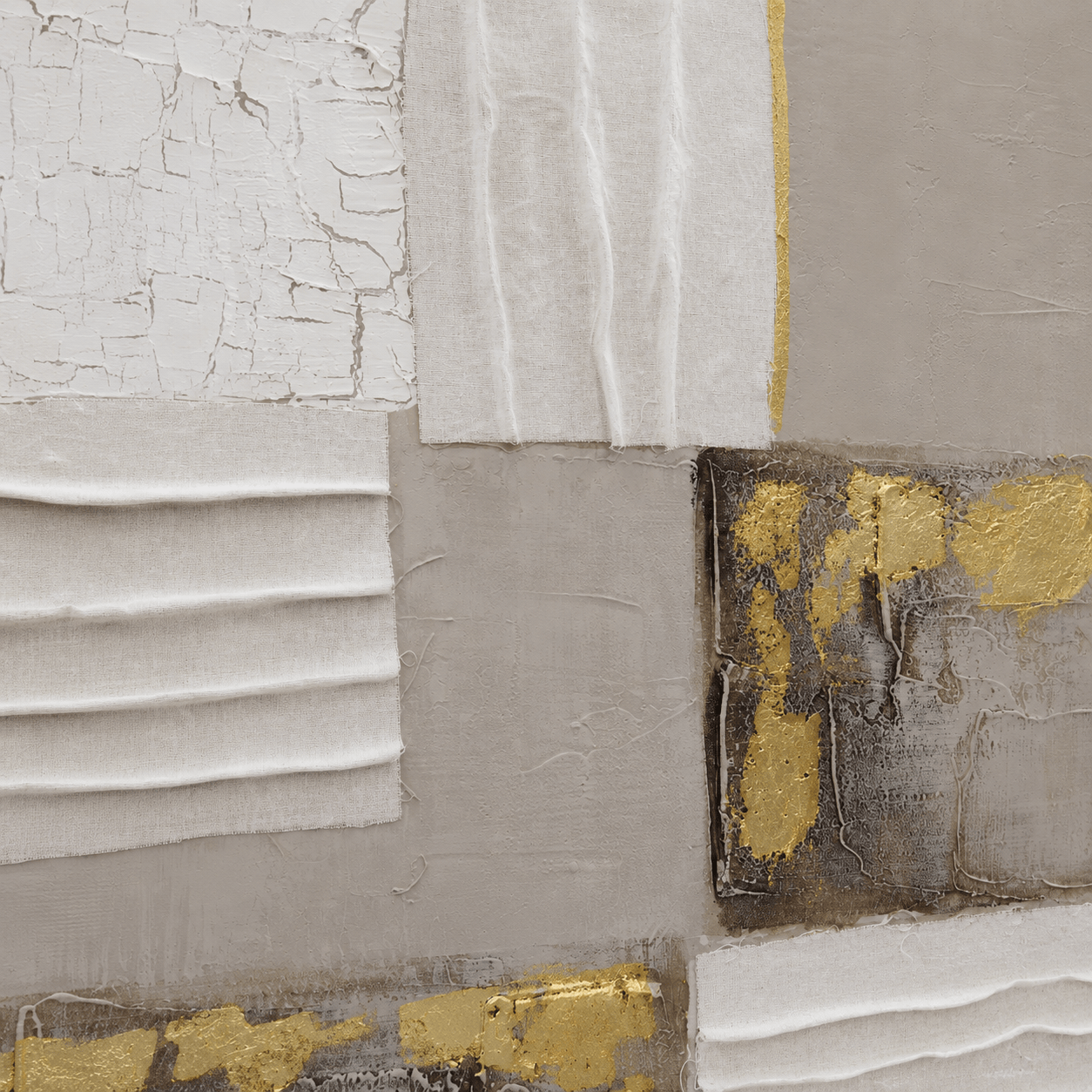 Pictures  -  Gold & Grey Abstract Painting on Canvas with Champagne Gold Frame - 90 x 120cm (20029)  -  60484943