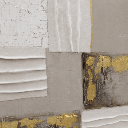 Pictures  -  Gold & Grey Abstract Painting on Canvas with Champagne Gold Frame - 90 x 120cm (20029)  -  60484943
