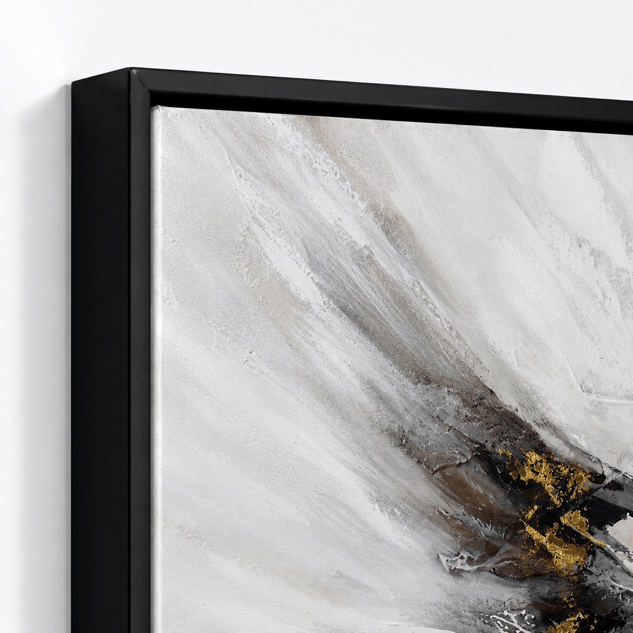 Pictures  -  Black & Gold Painting on Canvas with Black Frame - 120 x 80cm  -  60484945
