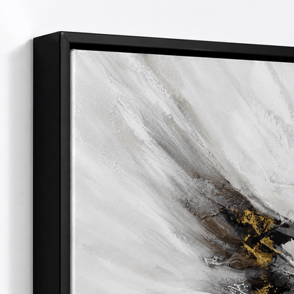 Pictures  -  Black & Gold Painting on Canvas with Black Frame - 120 x 80cm  -  60484945
