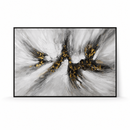 Pictures  -  Black & Gold Painting on Canvas with Black Frame - 120 x 80cm  -  60484945