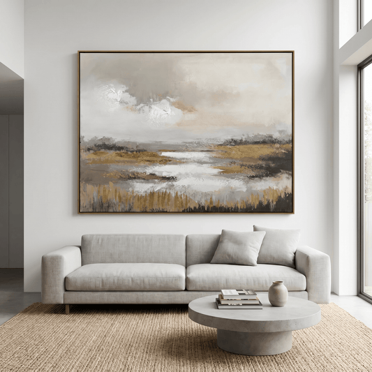 Pictures  -  Painting on Canvas with Oak Wood Frame - 120 x 90cm  -  60484947