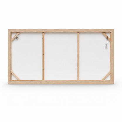 Pictures  -  Lakeside Painting on Canvas with Light Wood Frame - 140 x 70cm  -  60484948