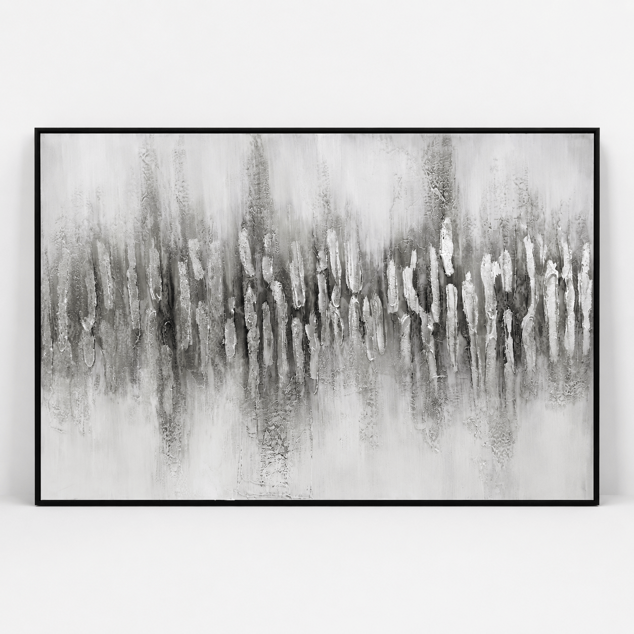 Pictures  -  Grey Painting on Canvas with Black Frame - 120 x 80cm  -  60484949