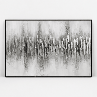 Pictures  -  Grey Painting on Canvas with Black Frame - 120 x 80cm  -  60484949