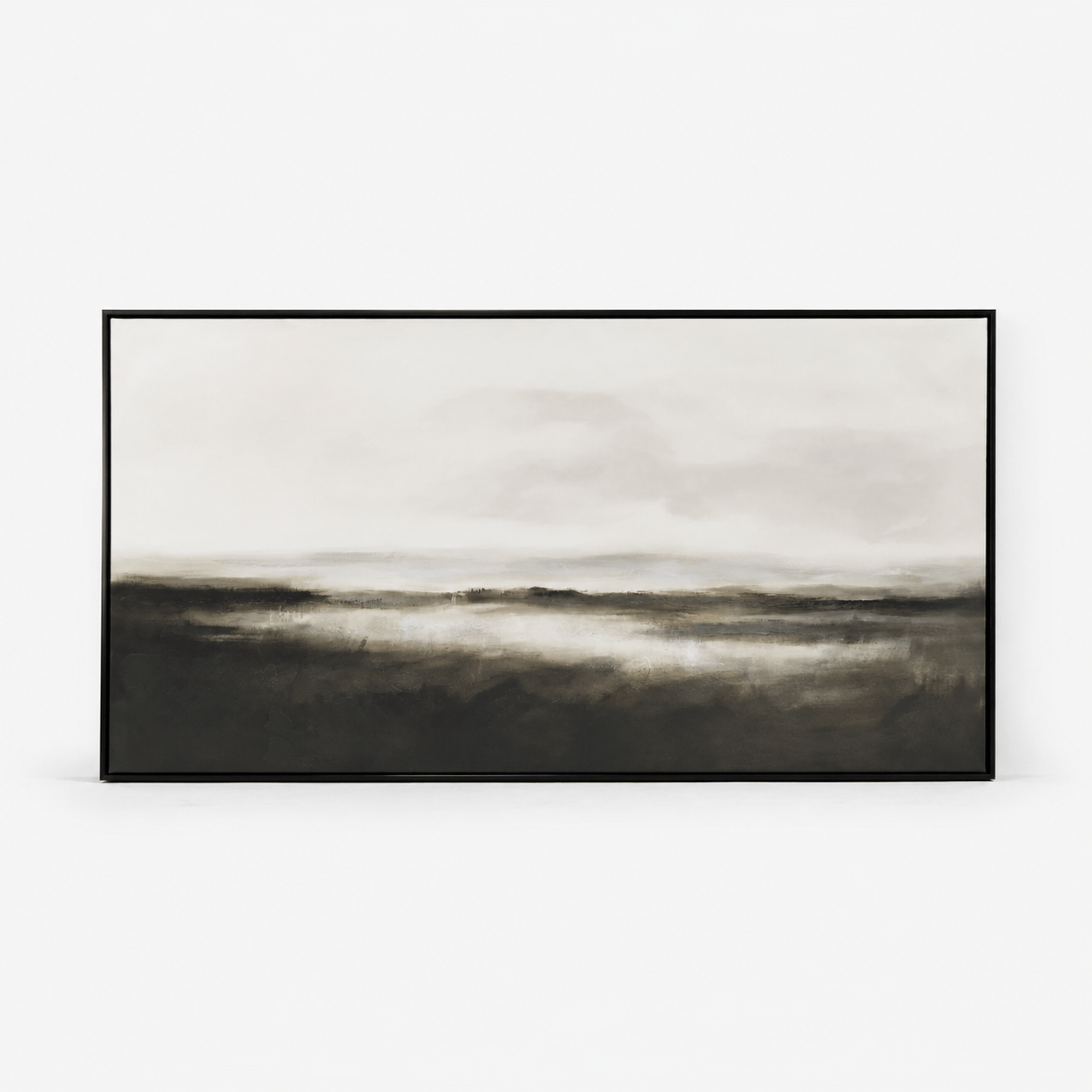 Pictures  -  Dark Coastal Painting on Canvas with Black Frame - 140 x 70cm  -  60484951