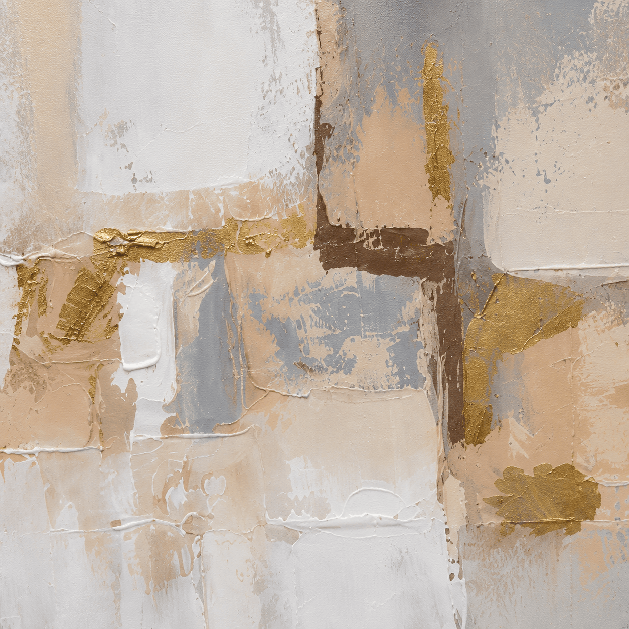 Pictures  -  60484952 Gold & Grey Abstract Painting - 100 x 100cm  -  60484952