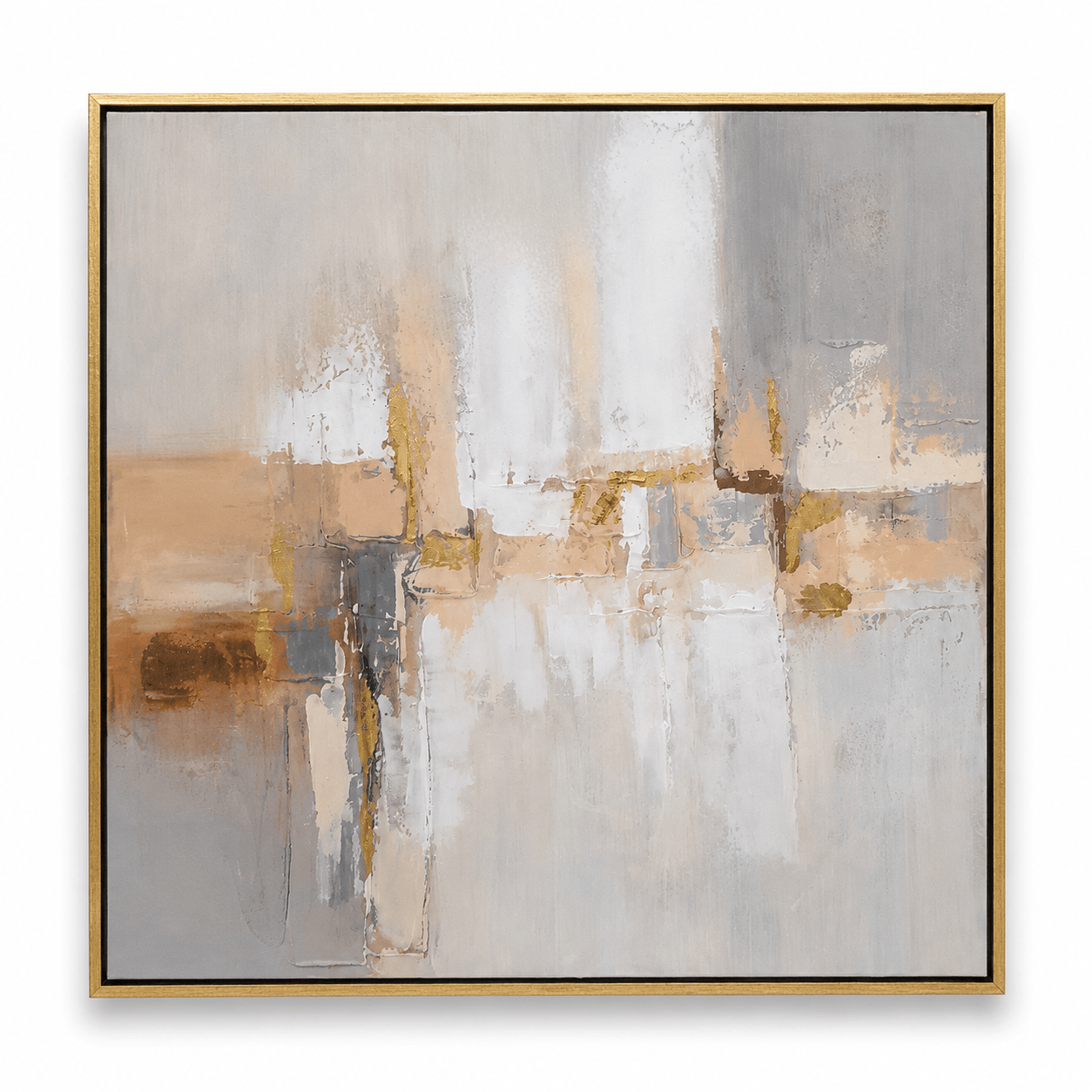 Pictures  -  60484952 Gold & Grey Abstract Painting - 100 x 100cm  -  60484952