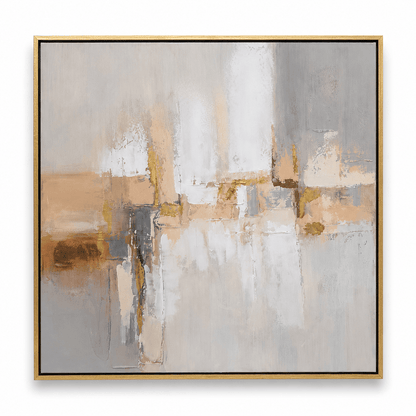 Pictures  -  60484952 Gold & Grey Abstract Painting - 100 x 100cm  -  60484952