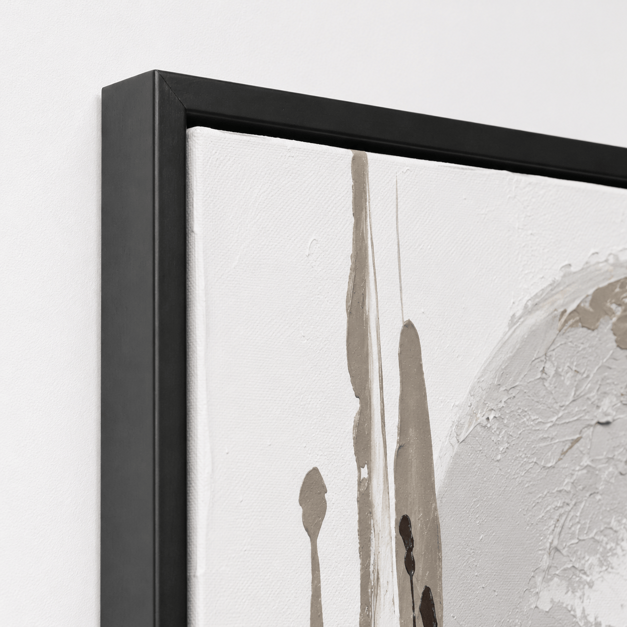 Pictures  -  Black & Grey Abstract Painting on Canvas with Black Frame - 120 x 80cm  -  60484956