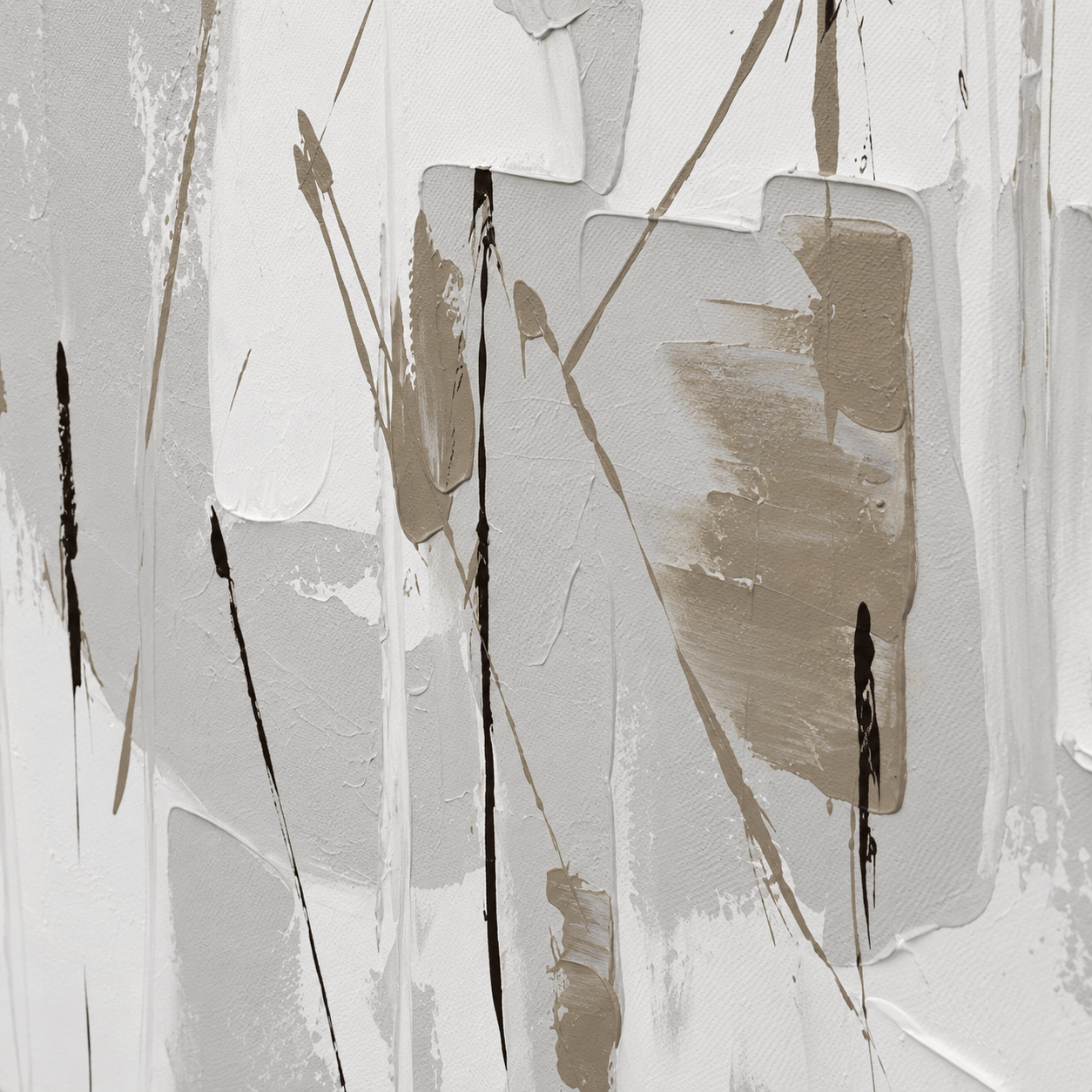 Pictures  -  Black & Grey Abstract Painting on Canvas with Black Frame - 120 x 80cm  -  60484956