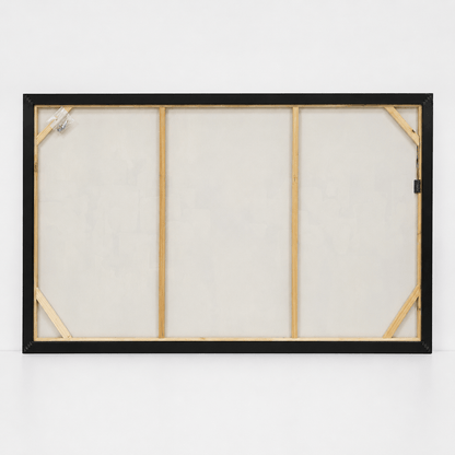 Pictures  -  Gold & Grey Abstract Painting on Canvas with Black Frame - 120 x 80cm  -  60484957