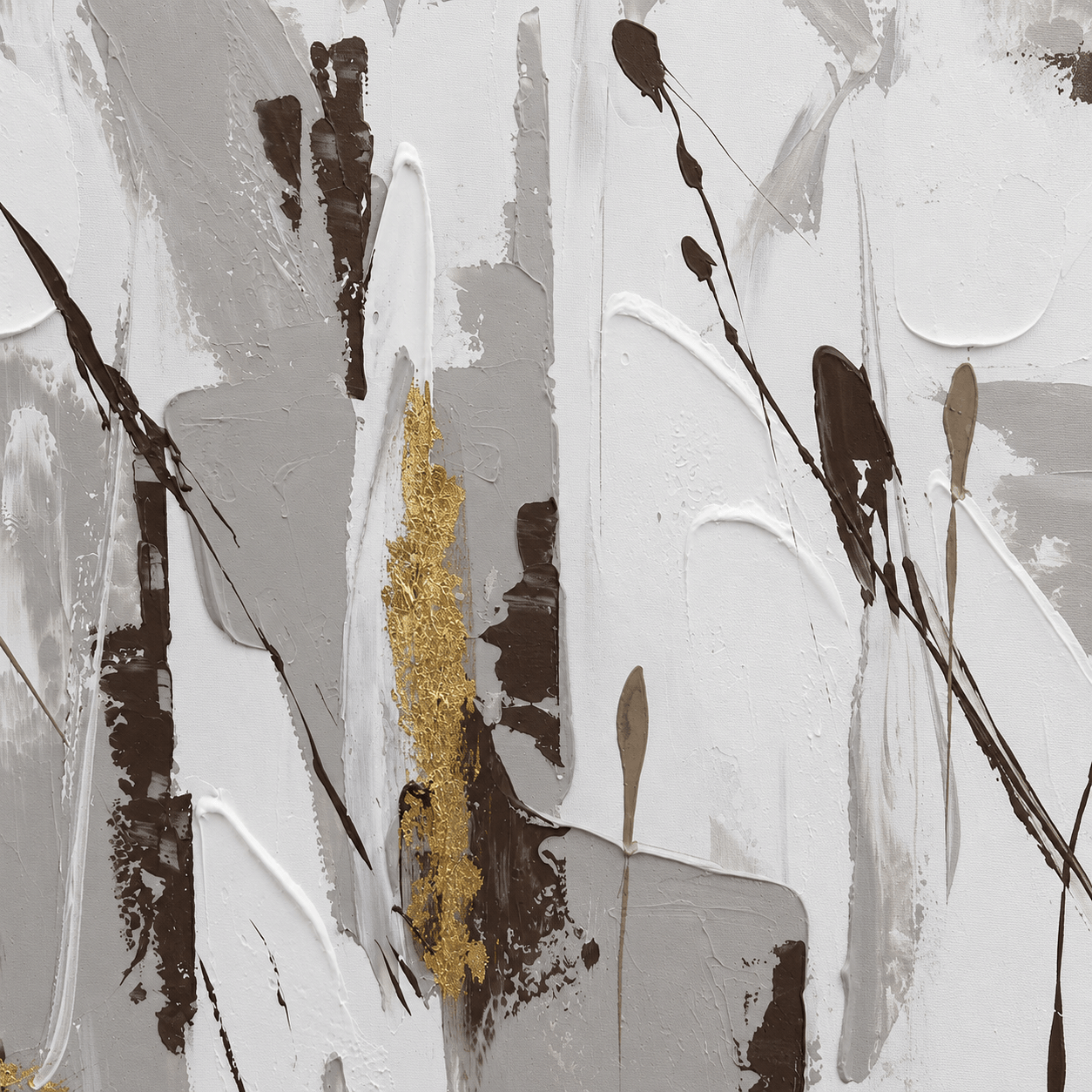 Pictures  -  Gold & Grey Abstract Painting on Canvas with Black Frame - 120 x 80cm  -  60484957