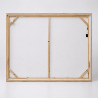 Pictures  -  Gold Detail Painting on Canvas with Light Wood Frame - 120 x 90cm  -  60484959