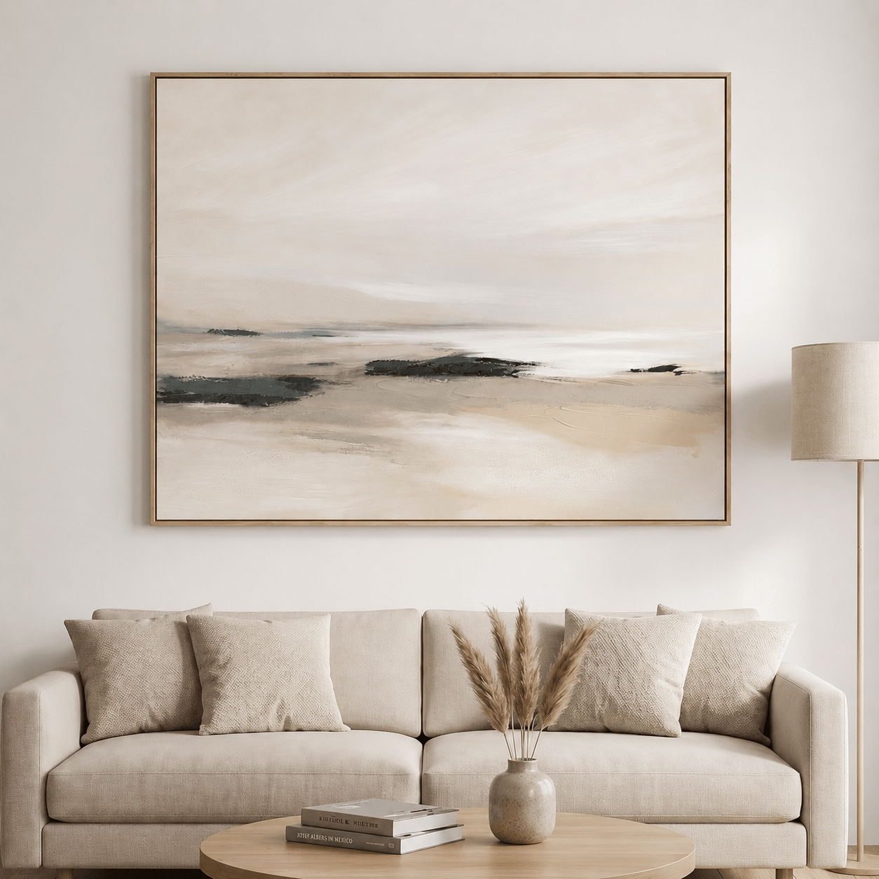 Pictures  -  Painting on Canvas with Light Wood Frame - 120 x 90cm  -  60484960