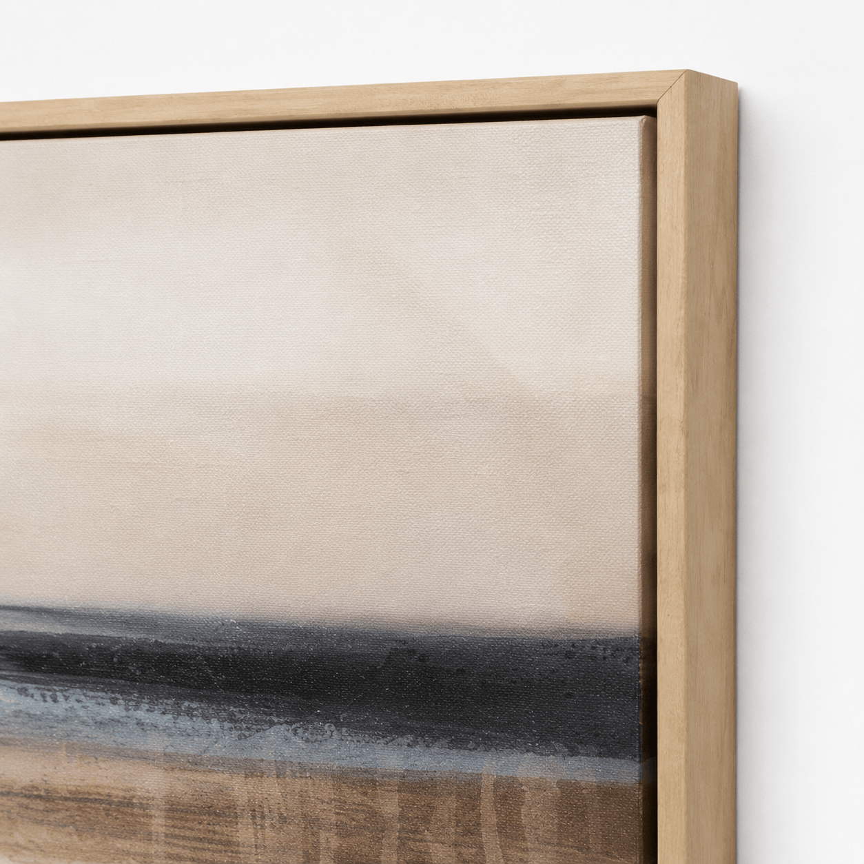 Pictures  -  Blue Detail Beach Painting on Canvas with Light Wood Frame - 150 x 60cm  -  60484961