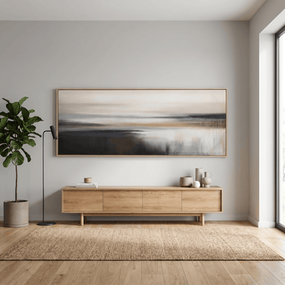 Pictures  -  Blue Detail Beach Painting on Canvas with Light Wood Frame - 150 x 60cm  -  60484961