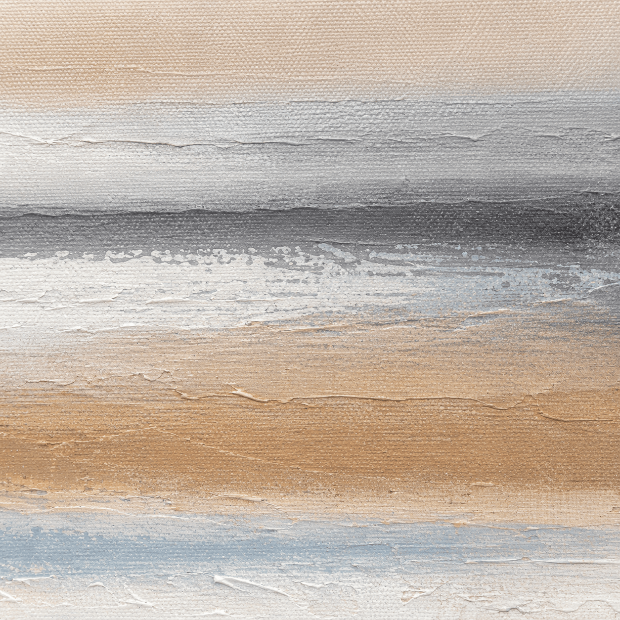 Pictures  -  Blue Detail Beach Painting on Canvas with Light Wood Frame - 150 x 60cm  -  60484961