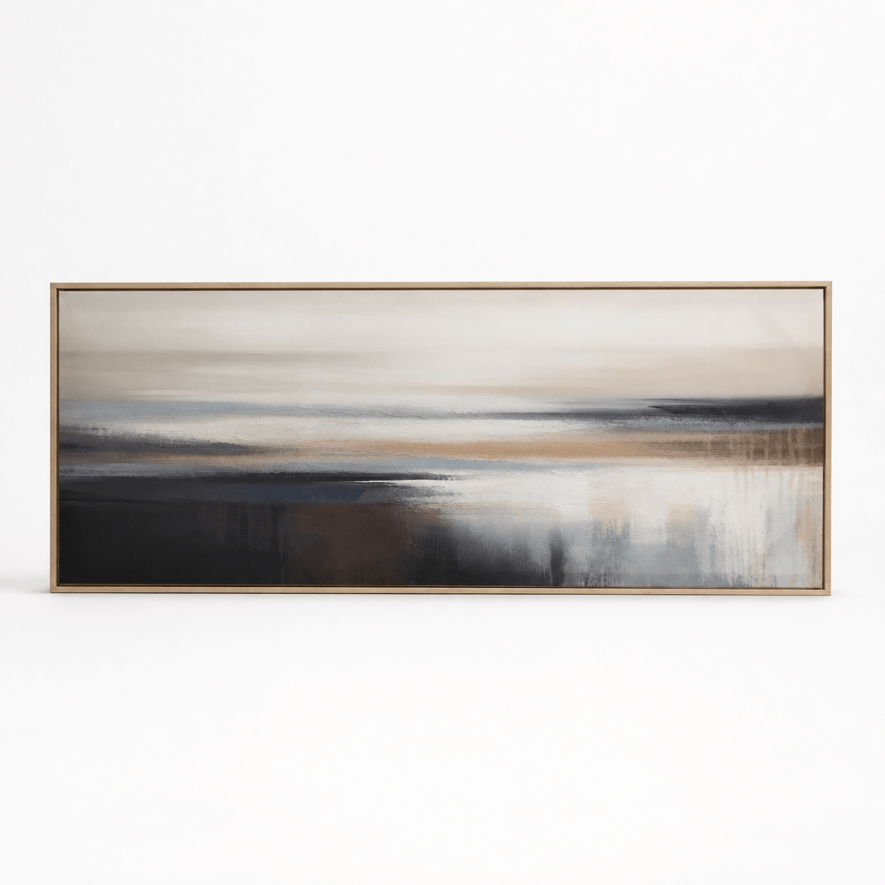 Pictures  -  Blue Detail Beach Painting on Canvas with Light Wood Frame - 150 x 60cm  -  60484961
