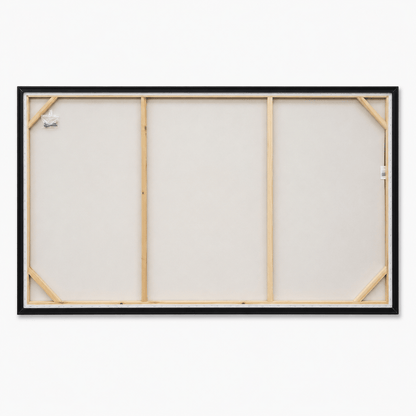 Pictures  -  White & Gold Tree Painting on Canvas with Black Frame - 150 x 80cm  -  60484962