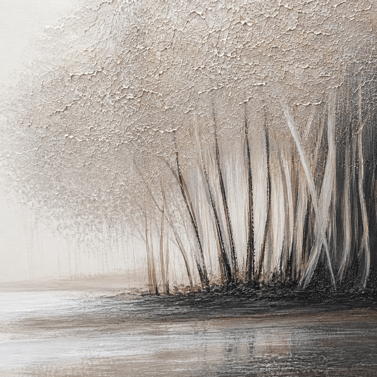 Pictures  -  Tree Painting on Canvas with Black Frame - 150 x 60cm  -  60484963