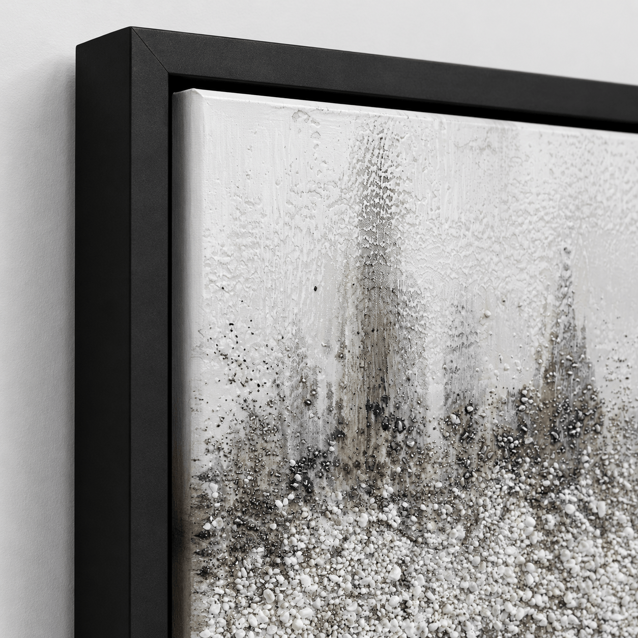 Silver Textured Painting on Canvas with Black Frame - 140 x 70cm