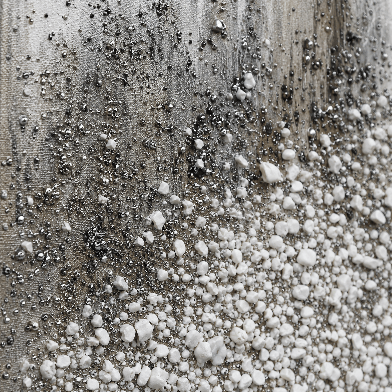 Silver Textured Painting on Canvas with Black Frame - 140 x 70cm