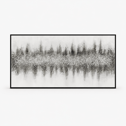 Pictures  -  Silver Textured Painting on Canvas with Black Frame - 140 x 70cm  -  60484964
