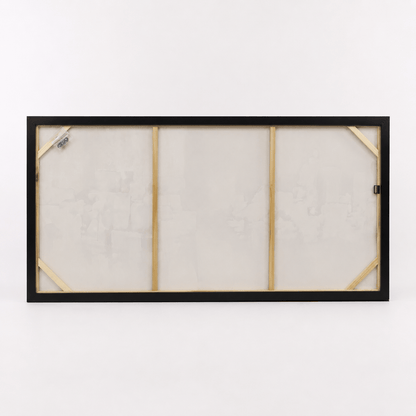 Pictures  -  Gold Abstract Painting on Canvas with Black Frame - 140 x 70cm  -  60484965