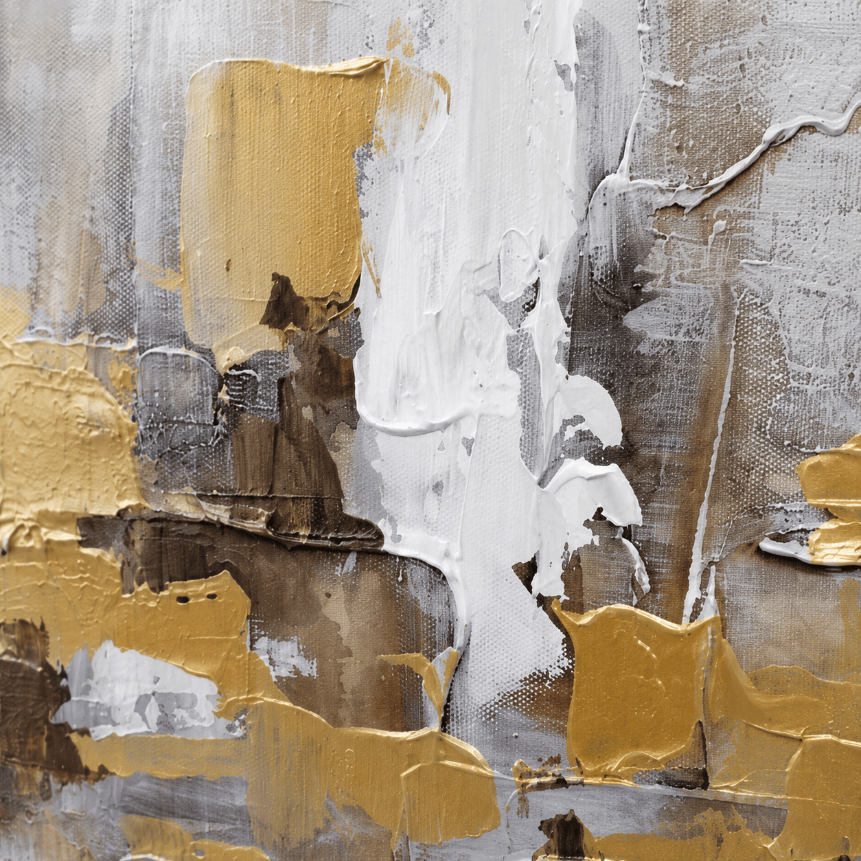 Pictures  -  Gold Abstract Painting on Canvas with Black Frame - 140 x 70cm  -  60484965