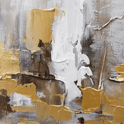 Pictures  -  Gold Abstract Painting on Canvas with Black Frame - 140 x 70cm  -  60484965