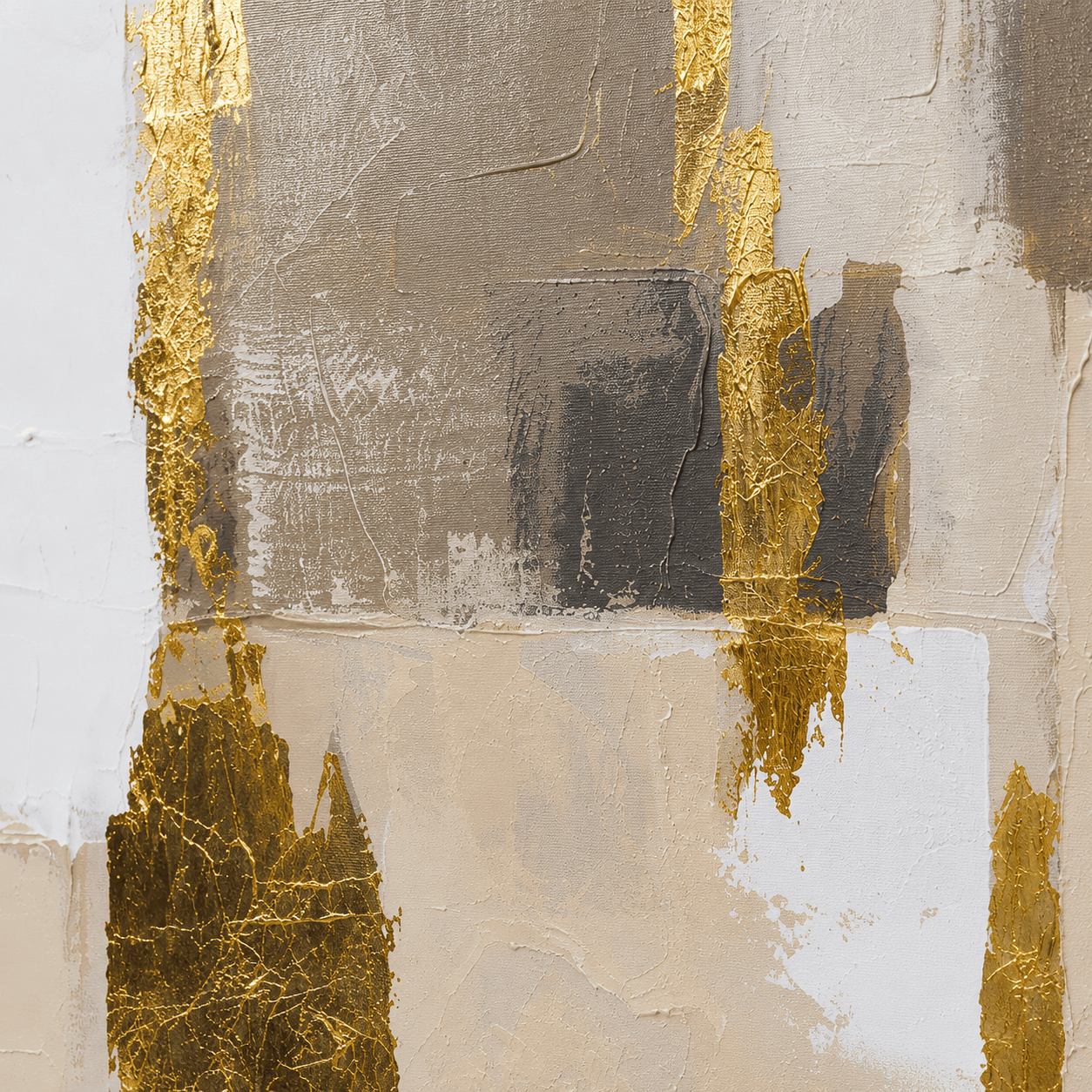 Pictures  -  Gold Abstract Painting on Canvas with Champagne Gold Frame - 100 x 100cm (20388)  -  60484967