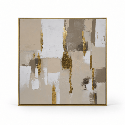 Pictures  -  Gold Abstract Painting on Canvas with Champagne Gold Frame - 100 x 100cm (20388)  -  60484967