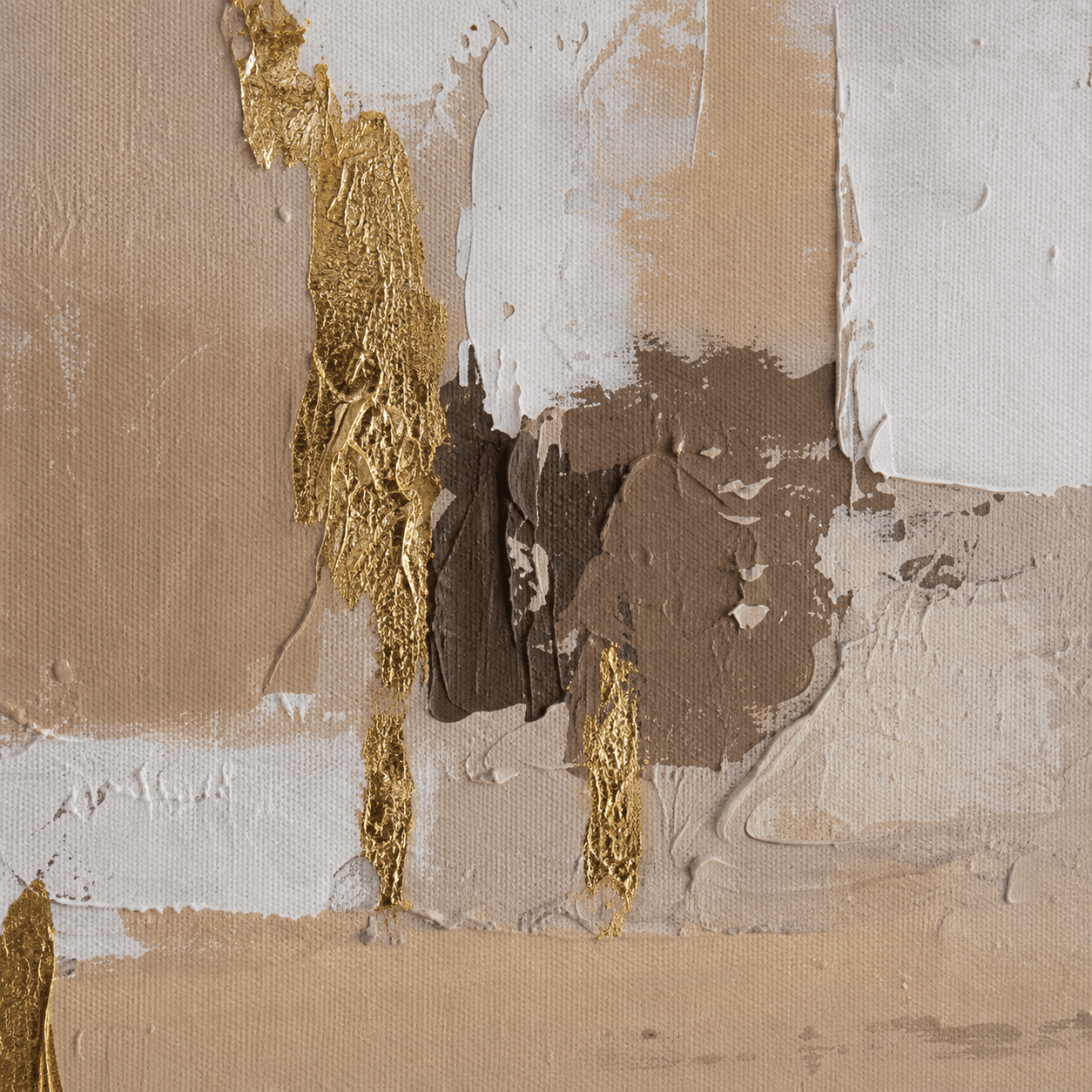 Pictures  -  60484968 Gold & Beige Abstract Painting - 140 x 70cm  -  60484968