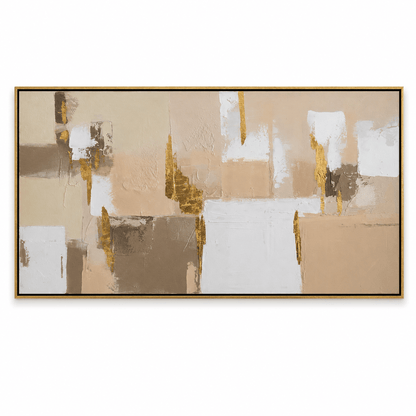Pictures  -  60484968 Gold & Beige Abstract Painting - 140 x 70cm  -  60484968