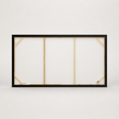 Pictures  -  Black & Gold Abstract Painting on Canvas with Black Frame - 140 x 70cm  -  60484969