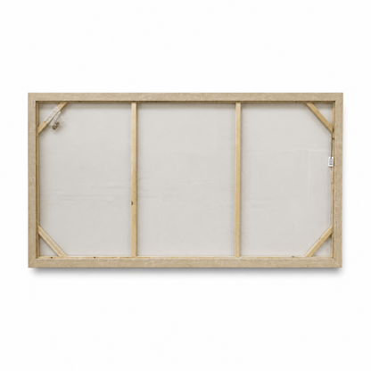 Pictures  -  Gold Abstract Painting on Canvas With Light Wood Frame - 140 x 70cm  -  60484970
