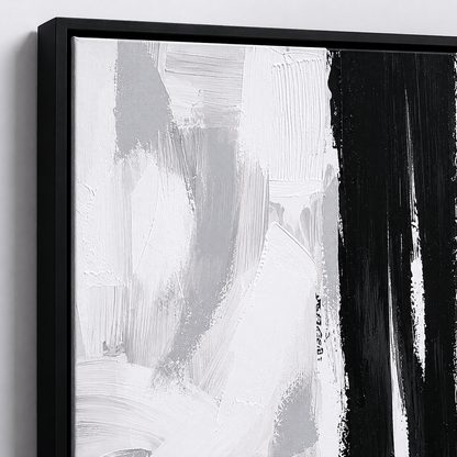 Pictures  -  Black Painting on Canvas with Black Frame - 90 x 120cm  -  60484971