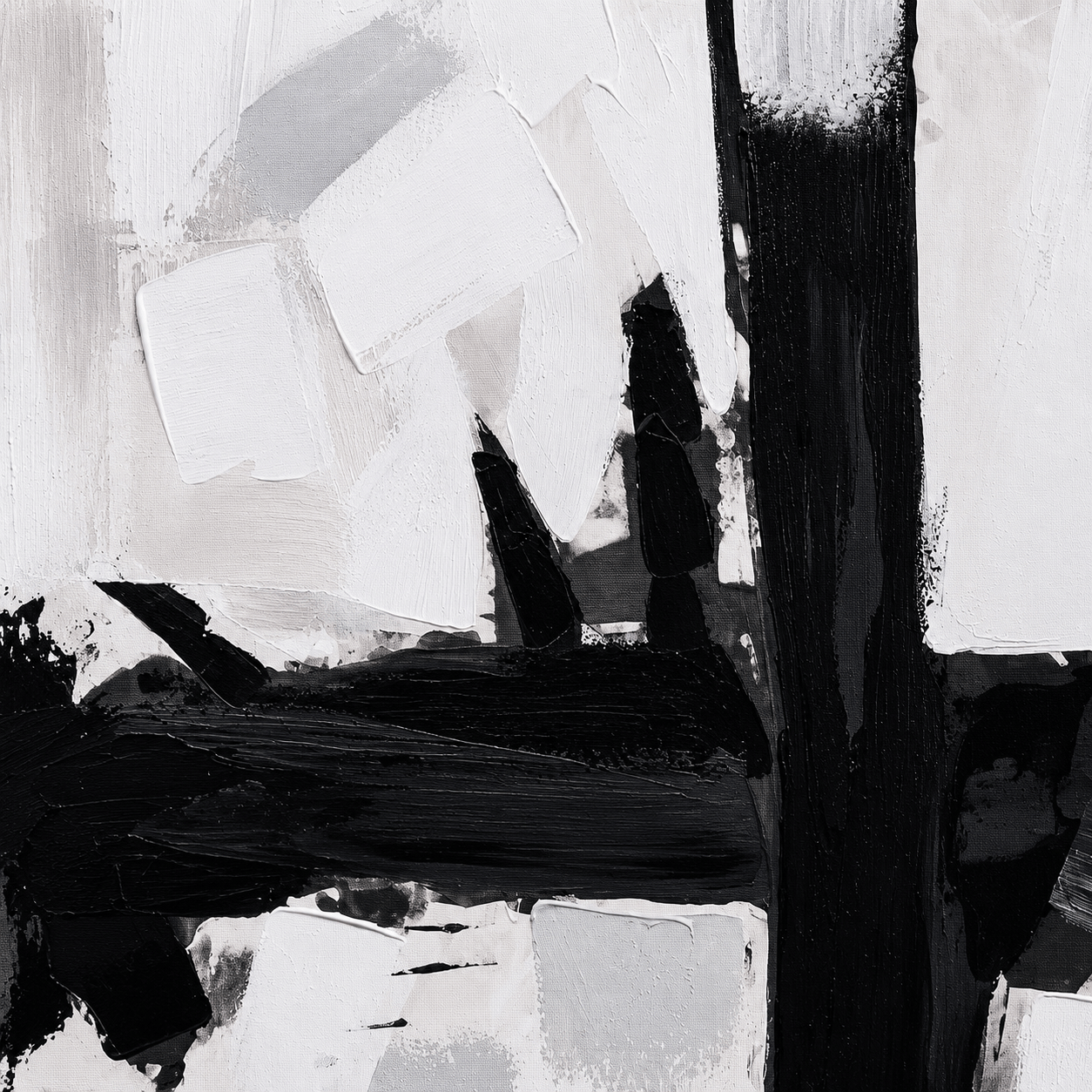 Pictures  -  Black Painting on Canvas with Black Frame - 90 x 120cm  -  60484971