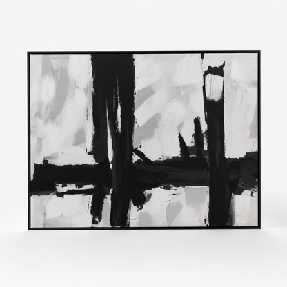 Pictures  -  Black Painting on Canvas with Black Frame - 90 x 120cm  -  60484971
