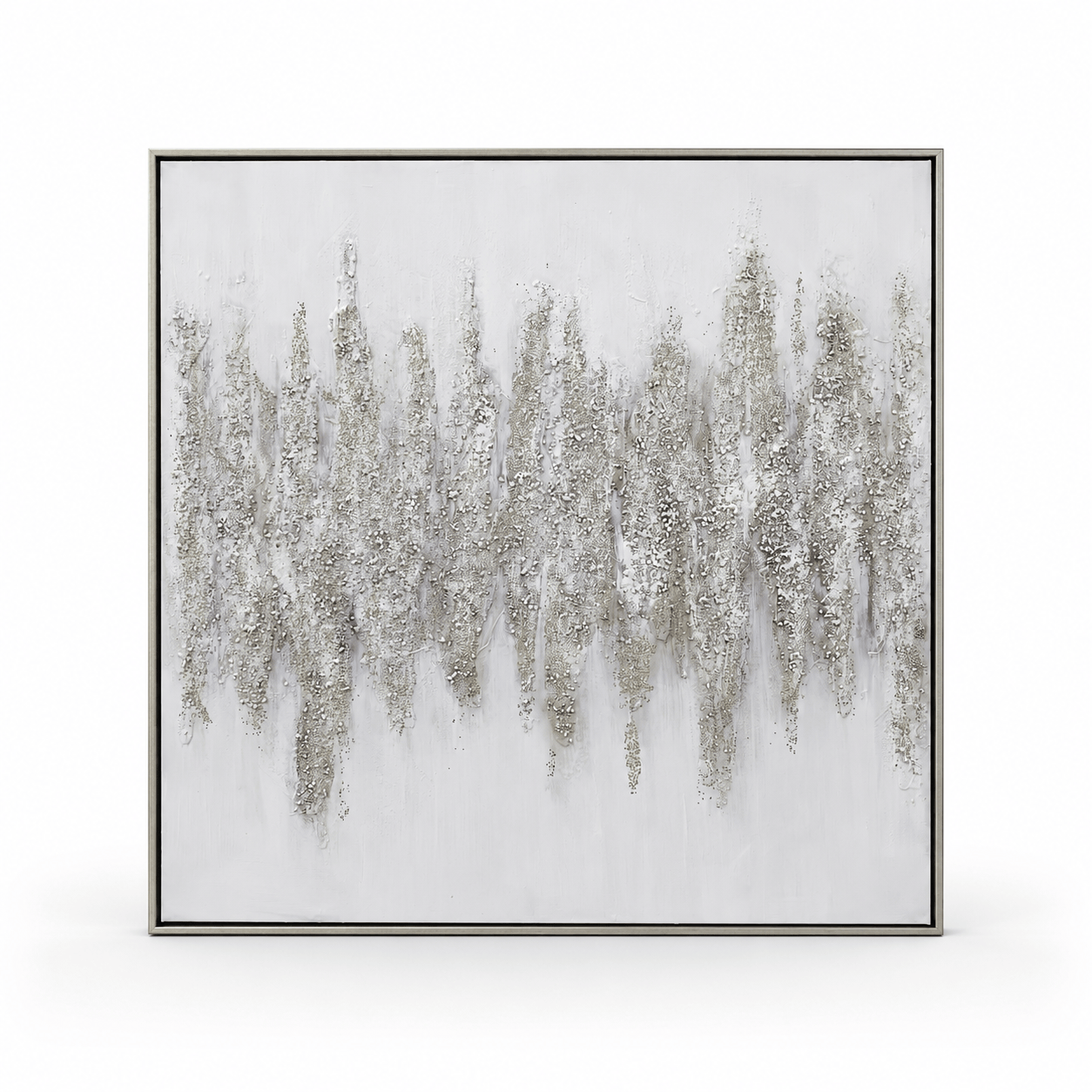 Pictures  -  Silver Painting on Canvas with Silver Frame - 100 x 100cm  -  60484972